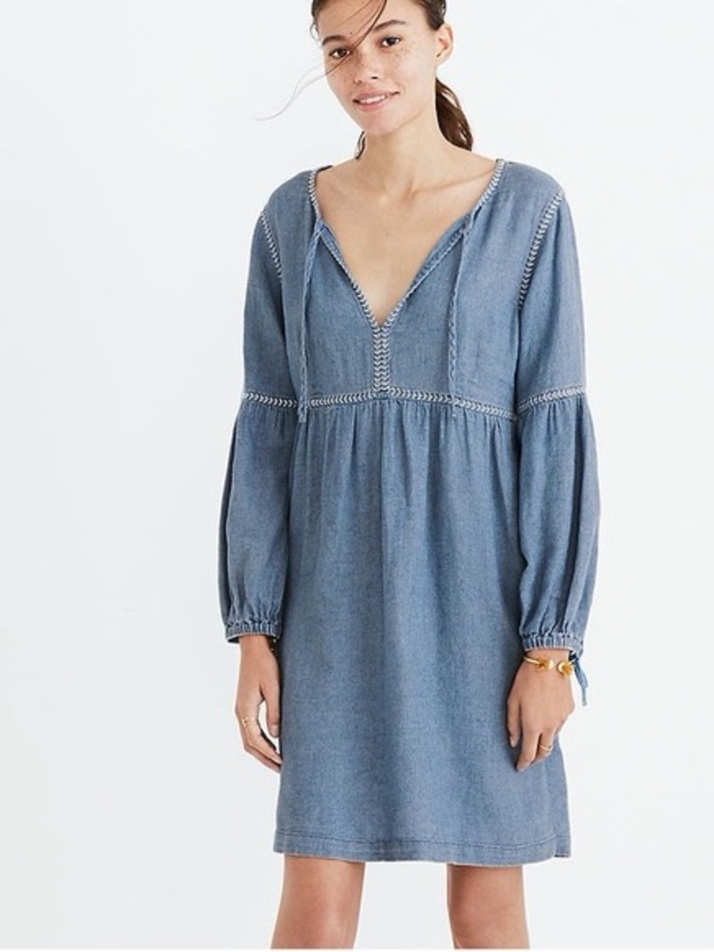 Madewell Denim Chambray Indigo Peasant Dress